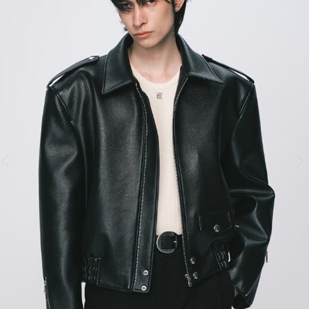 노이스 25ss 클래식 라이더 램스킨 블루종 자켓