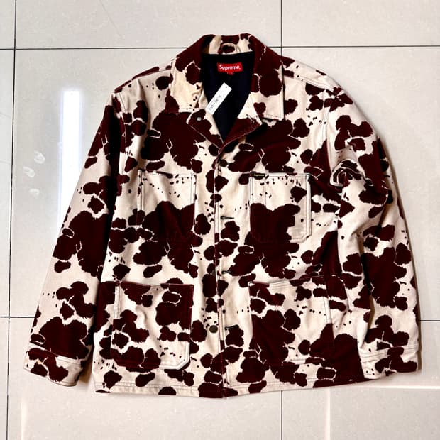 슈프림 벨벳 초어 코트 카우 L