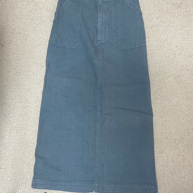 민트 데님 롱스커트