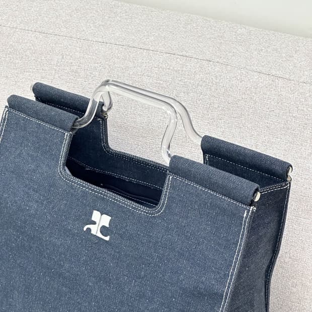 courreges / 꾸레쥬 아크릴 핸들 데님 토트백