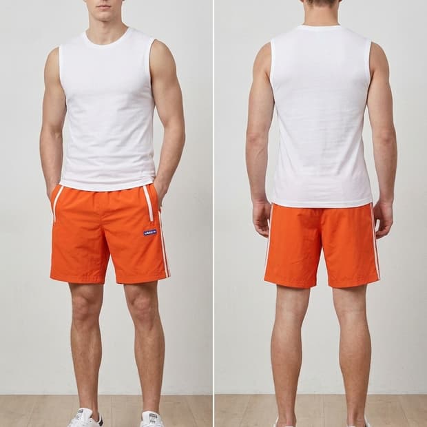 아디다스 삼선 반바지 주황색 105