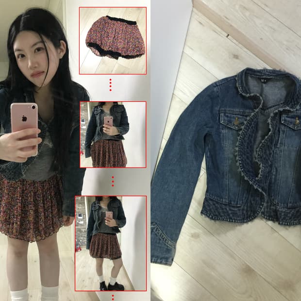 vintage denim ruffle jacket