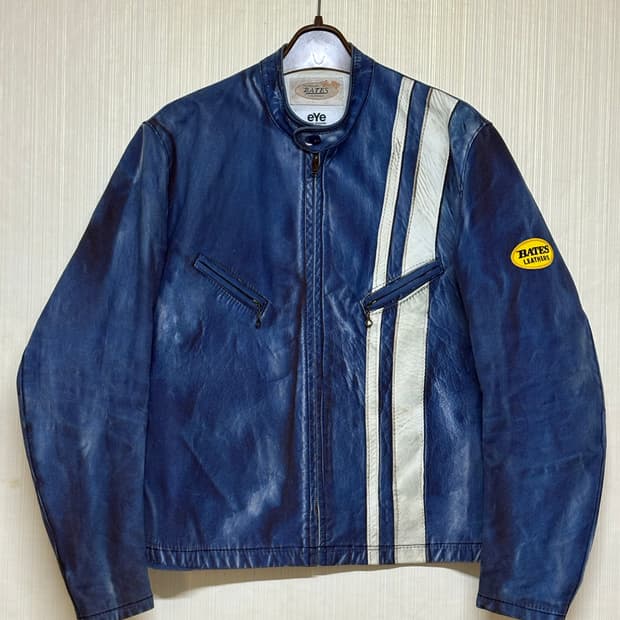 준야 와타나베 x 베르베르진 x 베이츠 프린팅 레더 자켓 인디고