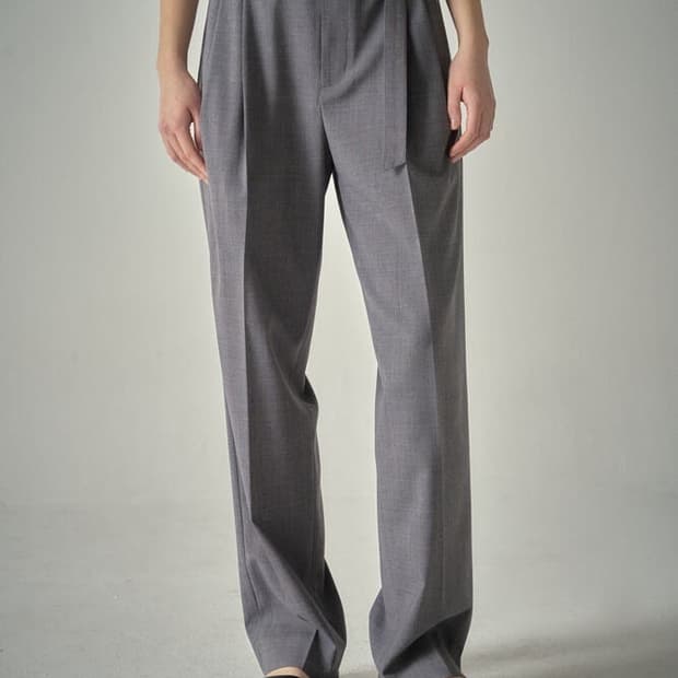 [XS] 파사드패턴 썸머울 벨티드 팬츠 차콜