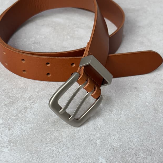 더블홀 미니멀 이태리 베지터블 소가죽 벨트