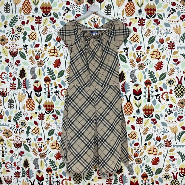 버버리 블루라벨 체크 원피스 36