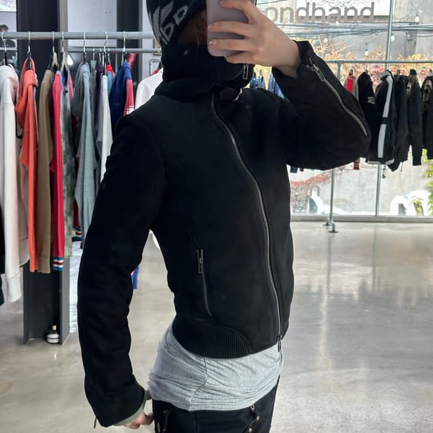 아르마니익스체인지 하이넥 매트 양가죽자켓