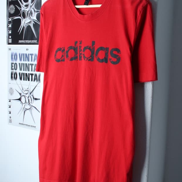 (L-XL) 아디다스 반팔 티셔츠 빅로고 레드 올드스쿨-H30088