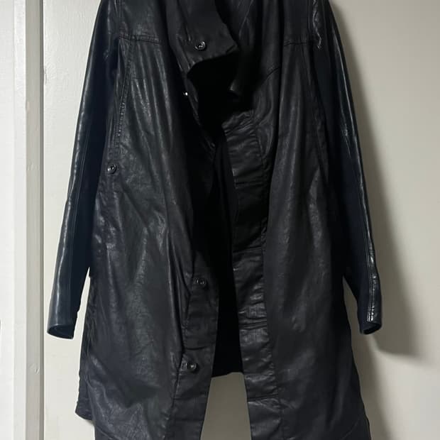 Rick Owens black waxed leather jacket