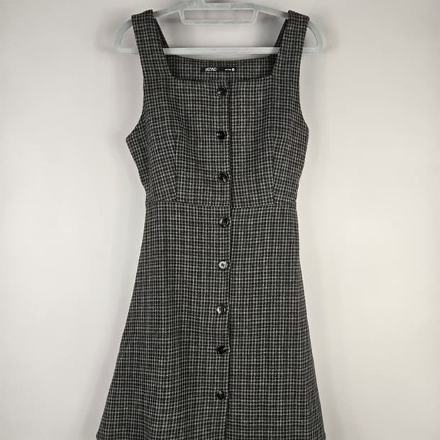 [무료배송]미쏘 M 여성 울 혼방 민소매 체크 미니 플레어 원피스