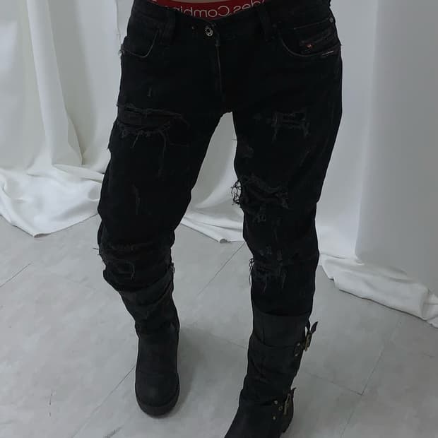 Diesel low-rise distressed jeans