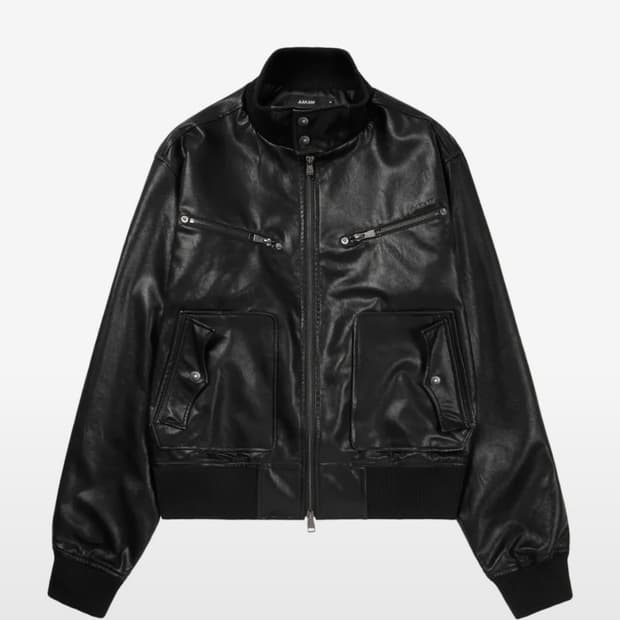 High-Neck Leather Jacket (Black) 2사이즈