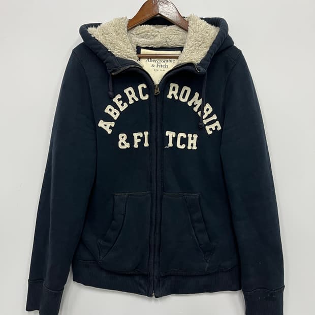 아베크롬비 네이비 양털 후드집업 