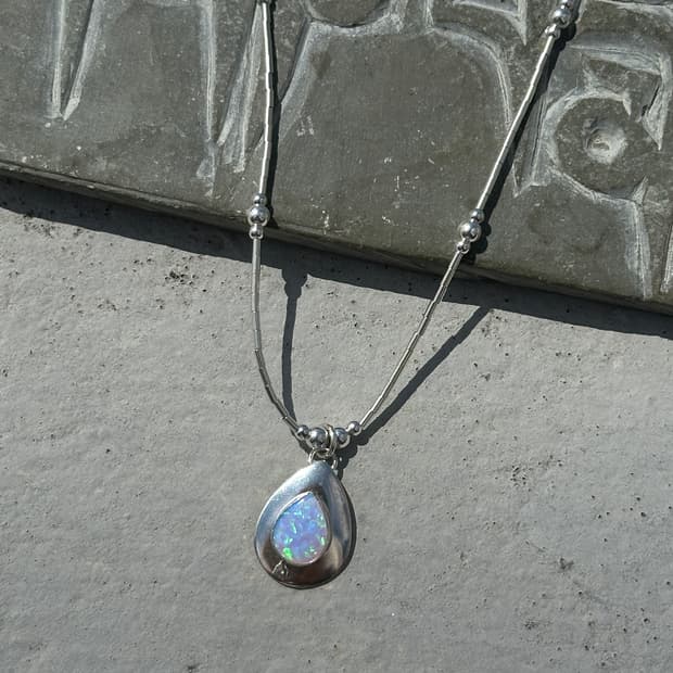 Vintage Opal 925silver necklace💎