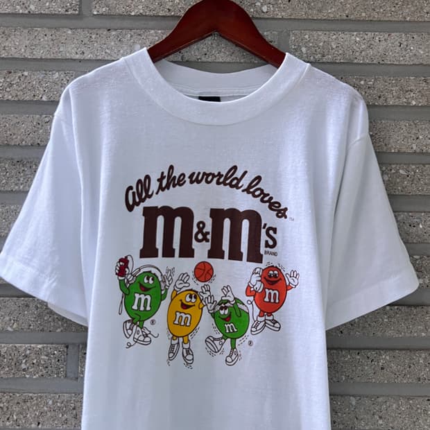 [M]90's M&M's USA 초콜릿 프린팅 싱글스티치 티셔츠