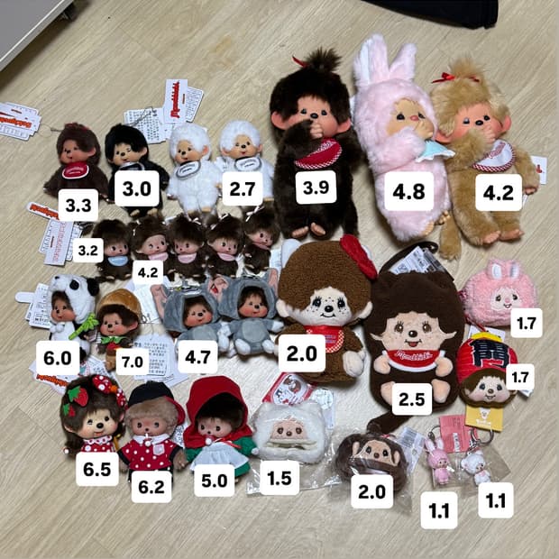 몬치치 베비치치 판다 홍콩 땡땡이 헬로키티 컬러스 치무탄 한정 키링