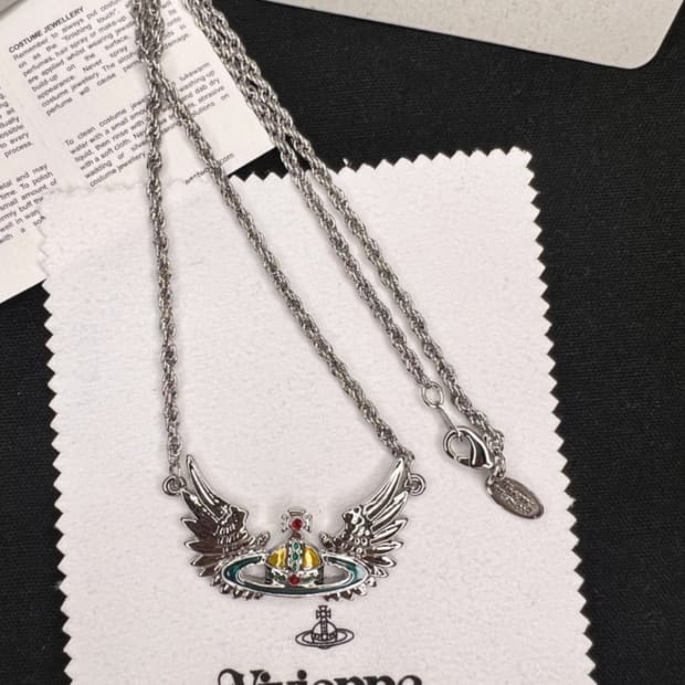비비안웨스트우드 아카이브 멀티컬러 윙즈 orb 팬던트 목걸이