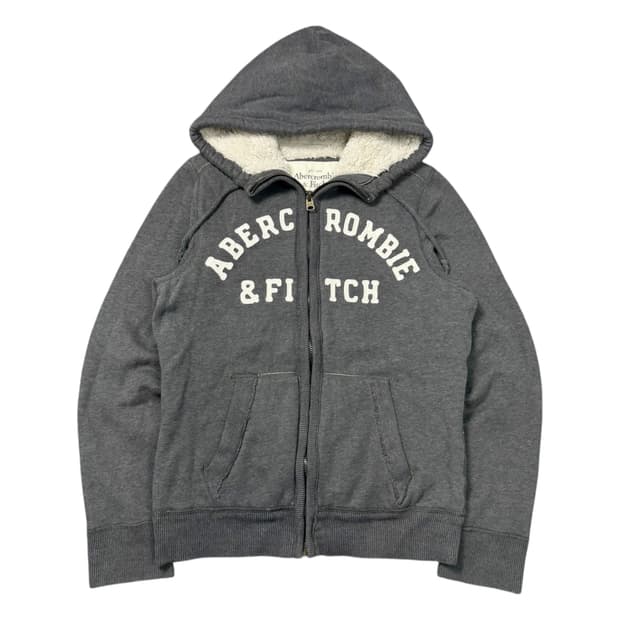 (L) 아베크롬비 아치로고 양털 후드집업 그레이