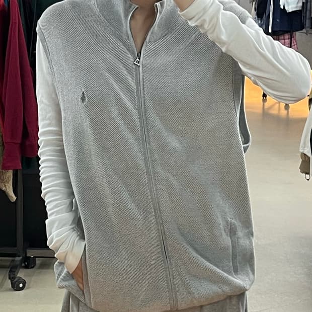 폴로 니트 베스트 집업