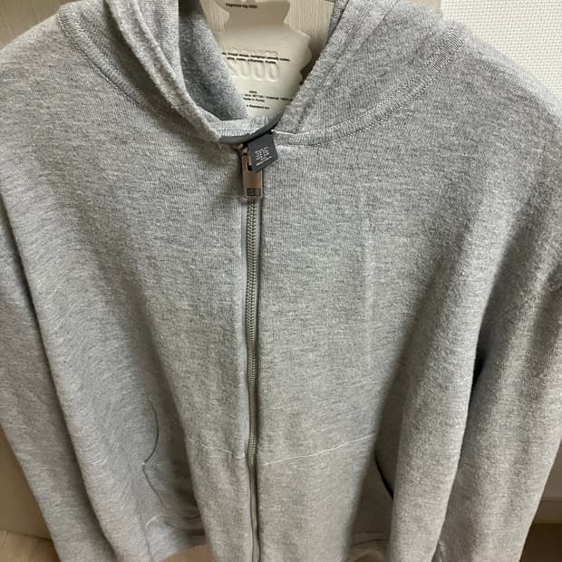 (XL) 레이어드 니트 후드집업 그레이