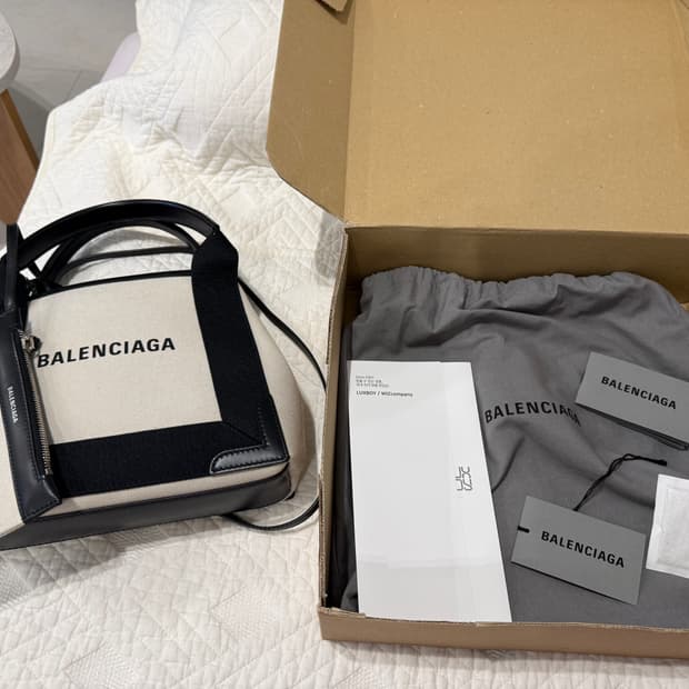 발렌시아가 NAVY CABAS SMALL CANVAS TOTE BAG 3