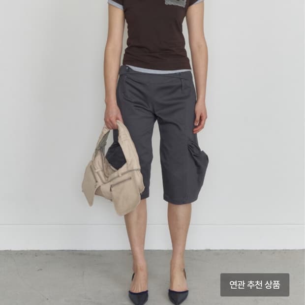 오들리워크샵 Yolk Capri Trousers, Slate