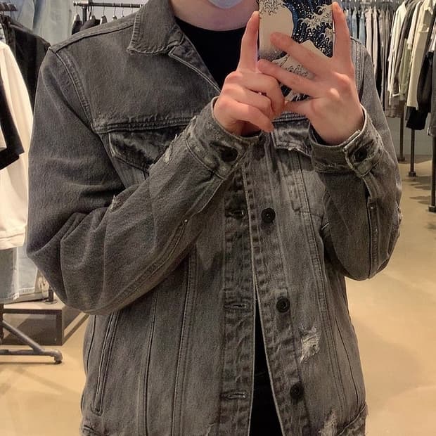 올세인츠 흑청 데님 자켓 M사이즈