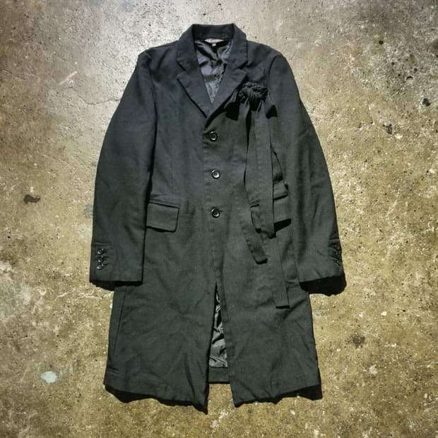 16aw 꼼데가르송 블랙 리본 롱 자켓 s
