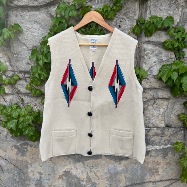 70s 오르테가 빈티지 핸드 우븐 울 웨스턴 치마요 베스트 조끼