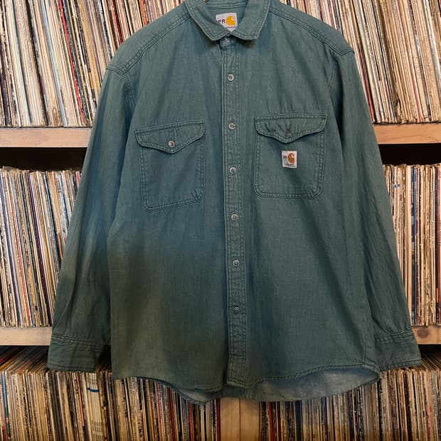 칼하트 블루그린 투포켓 코튼 셔츠