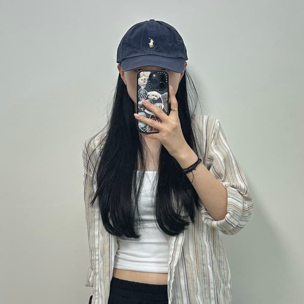 폴로 랄프로렌 네이비 가죽스트랩 볼캡
