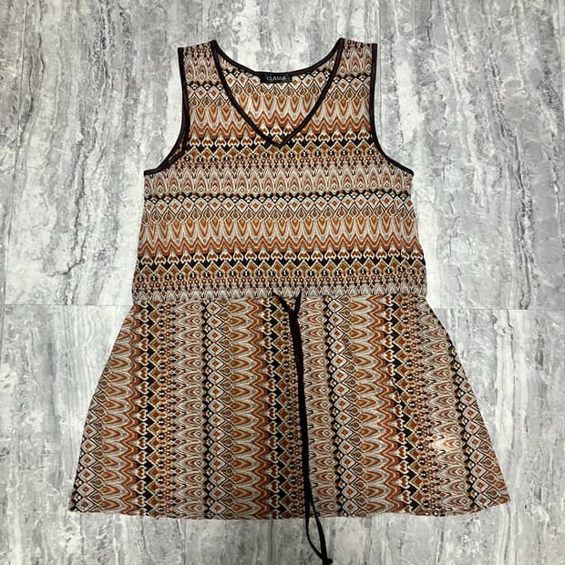 일본빈티지 Classa 오리엔탈보헤미안 문양패턴 슬리브리스나시탑