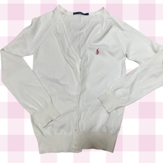 Polo 랄프로렌 딸기우유 로고 가디건