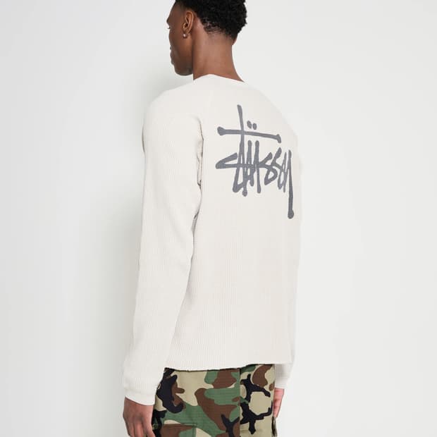 stussy 스투시 래글런 써멀 롱슬리브 크루 본 (와플 니트)
