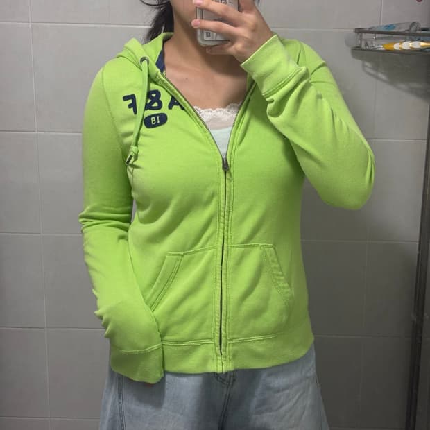 아베크롬비 연두💚 딱붙 후드집업 M