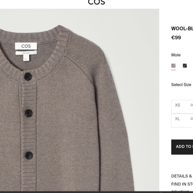 코스 WOOL-BLEND CREW-NECK CARDIGAN s사이즈