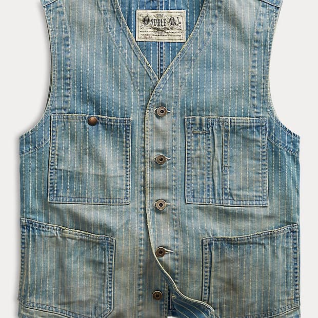 더블알엘(RRL) 인디고 스트라이프 트윌 베스트 L사이즈