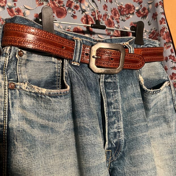 RRL 솔리드브라스 레더벨트 (30)