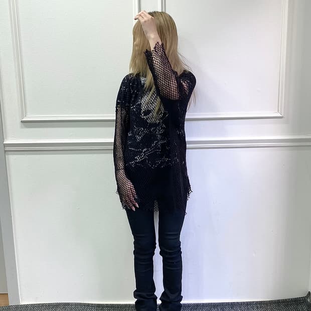 Y2K Girl Black Mesh Sleeve