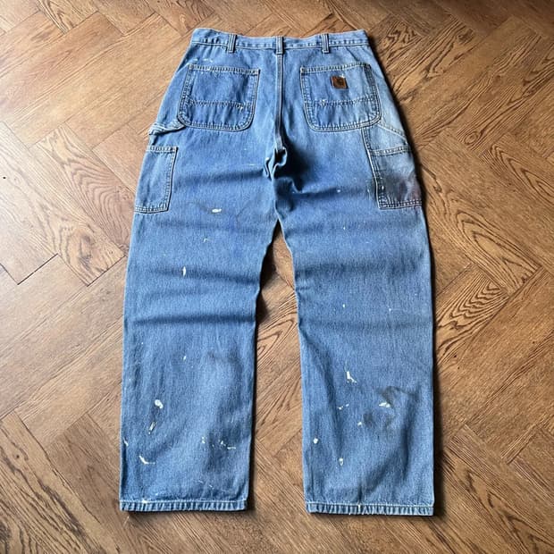 [34]칼하트 USA 빈티지 페인팅 싱글니 카펜터 워크 데님 팬츠