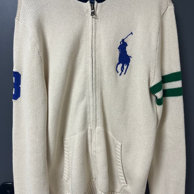 폴로 빅포니 니트 후드집업