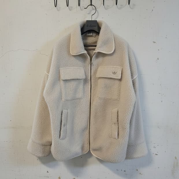 아디다스 쉐르파 플리스 자켓 S 아이보리