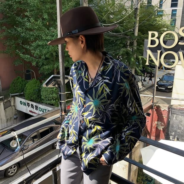 Wacko maria printed flower L/S hawaiian