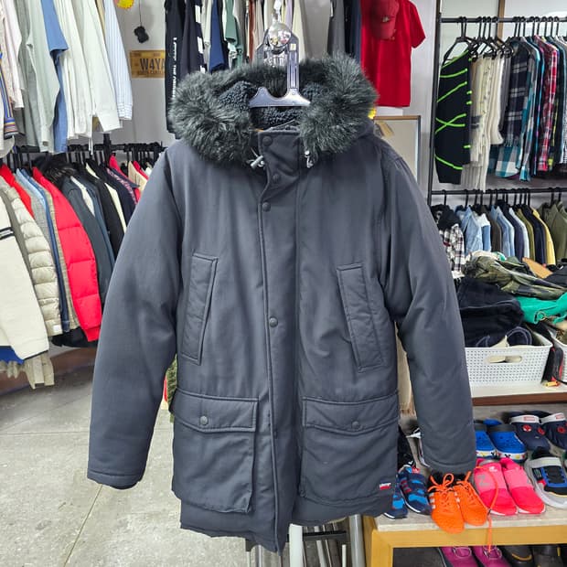 리바이스 후드 퍼 패딩점퍼 블랙 (1325)