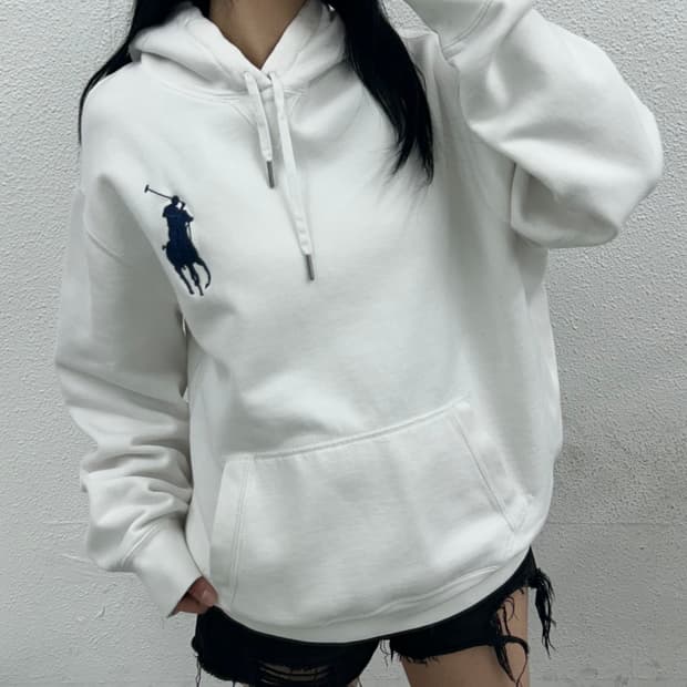 폴로 랄프로렌 네이비빅포니 화이트 후드 2XL