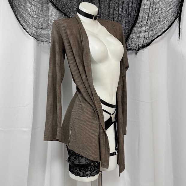 brown knit cardigan