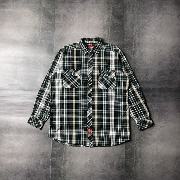 DICKIES 디키즈 빈티지 그린 체크 코튼 셔츠 A00807