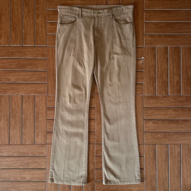 Blueway striped boots-cut cotton pants