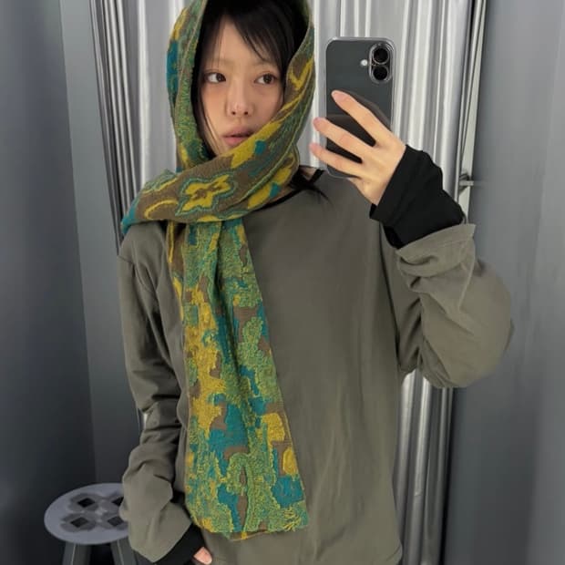 해칭룸 Floral Jacquard Muffler Yellow