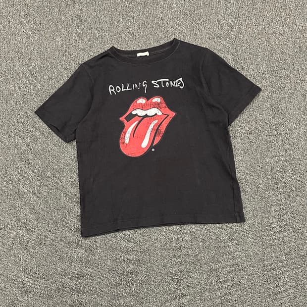 140)GU 롤링 스톤스 빈티지 여성 블랙 프린팅 반팔